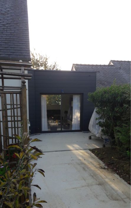 extension ossature bois bardage alu